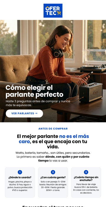 Email de Ofertec: guía para elegir parlante